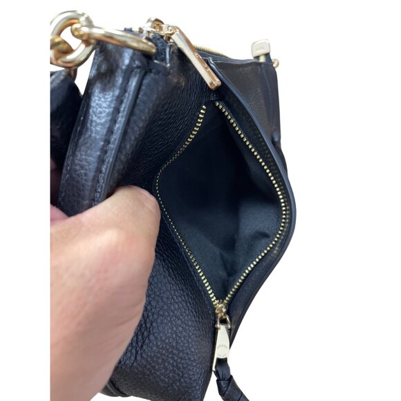 Coach NY Marlon Black Leather pebbled Shoulder HandBag size...
